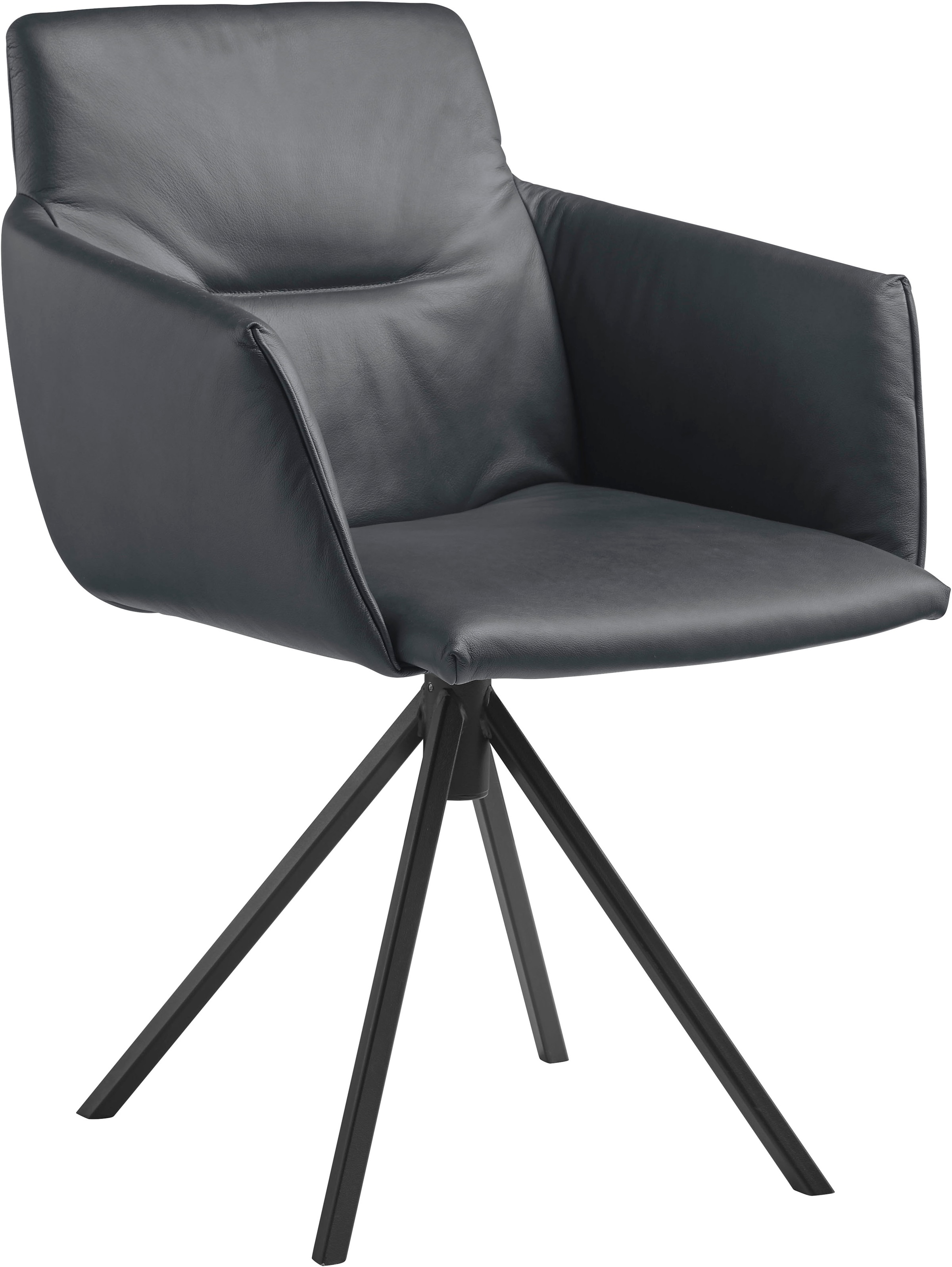 Polsterstuhl MUSTERRING "JustB SP500", blau (mystic blau), 1 Stk., Longlife Xtra-Leder Z77, nicht drehbar, Stühle, Polsterstuhl, mit Armlehne, wahlweise mit Drehfunktion, Stativgestell in schwarz