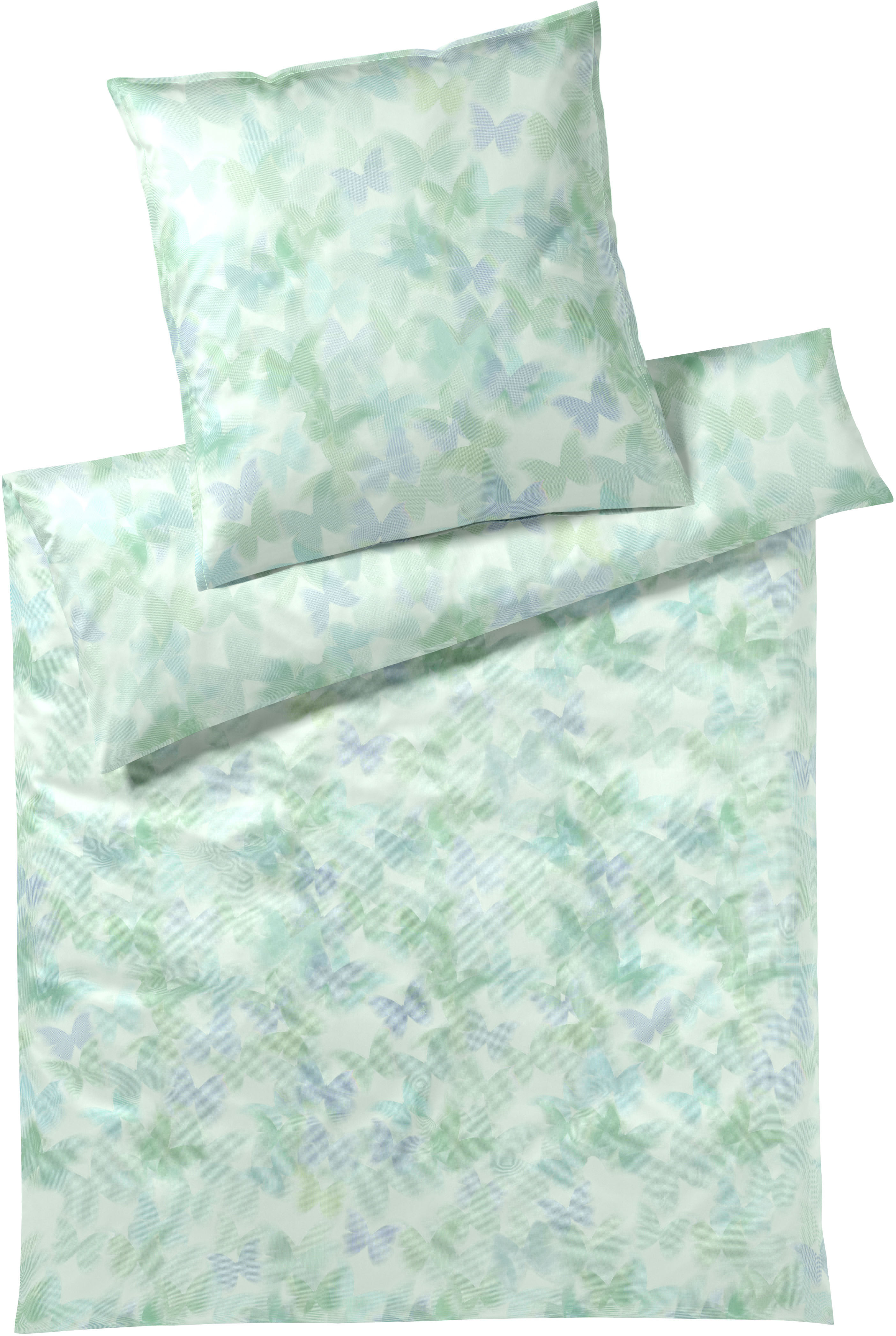 Bettwäsche ELEGANTE "Lucid", blau (türkis grün), B/L: 155cm x 220cm, 1 Stk., 1 Stk., Mako-Batist, B/L: 80cm x 80cm, 2 Stk., Mako-Batist, Obermaterial: 100% Baumwolle, Bettwäsche, Bettwäsche, angenehmes Hautgefühl