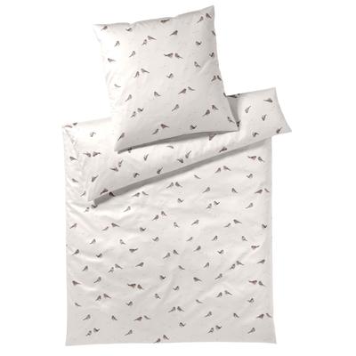 Bettwäsche ELEGANTE "Rotkehlchen", beige (natur), B/L: 155cm x 220cm, , Mako-Satin, B/L: 80cm x 80cm, Mako-Satin, Obermaterial: 50% Baumwolle, 50% Viskose, Bettwäsche, angenehmes Hautgefühl Image