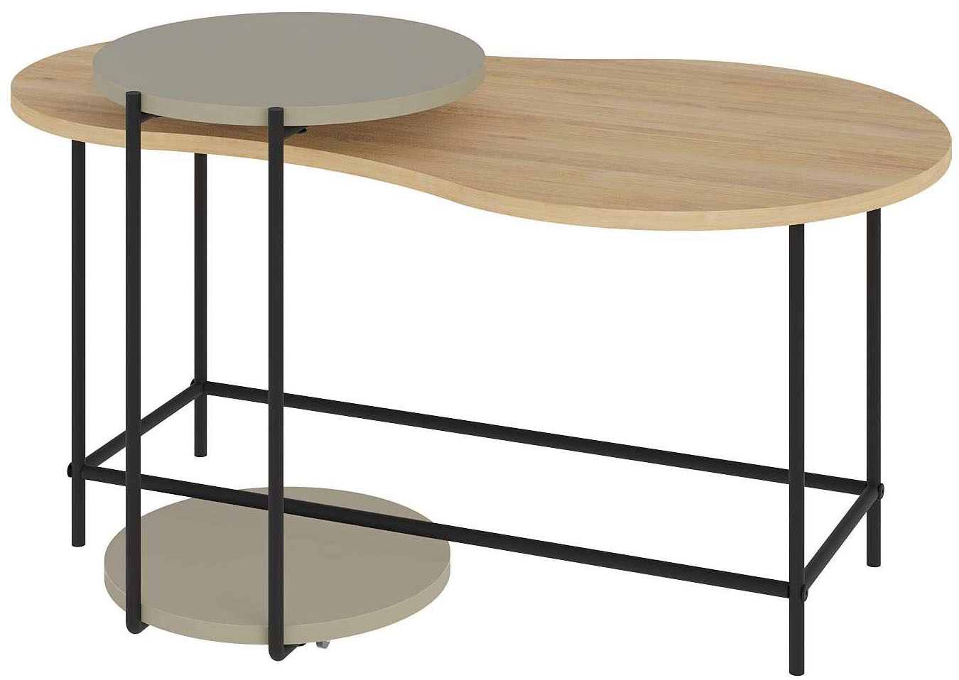 Couchtisch DECORTIE "CUDDLE COUCHTISCH", beige (eschgrün, eiche), B:103cm H:54cm T:65cm, Tische, Couchtisch Runde Couchtische, Leichte Montage, Lagerung, Platzsparend