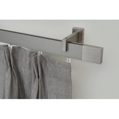 Gardinenstange GARESA "FLAT", silber (vernickelt), L:220cm, Aluminium, Gardinenstangen, Rechteckprofil, Wandmontage, perfekter Lauf, modern, verlängerbar Image