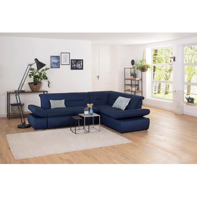 Ecksofa INOSIGN "Avesa L-Form", blau (dunkelblau), B:275cm H:80cm T:211cm, 100% Polyester, Sofas, Wahlweise mit Arm- und Bettfunktion, B/T/H: 275/211/80 cm Image