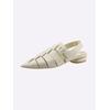 Sandale HEINE, Damen, Gr. 37, beige (sand), Leder, Glattleder, modisch, Schuhe