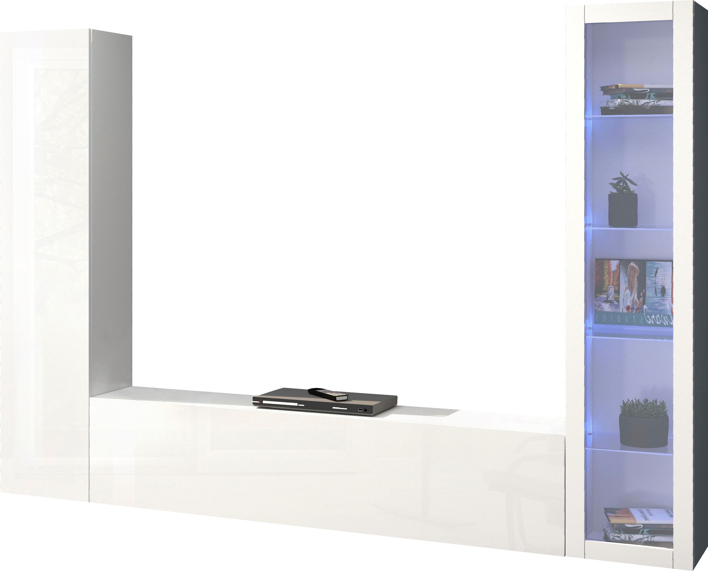 Wohnwand INOSIGN "Maruska", weiß (weiß hochglanz, weiß hochglanz), B:260cm H:180cm T:30cm, Spanplatte, Kastenmöbel-Sets