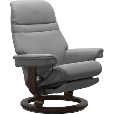 Relaxsessel STRESSLESS "Sunrise", grau (wild dove batick), B:79cm H:103cm T:78cm, Leder BATICK: BATICK ist ein leicht korrigiertes, durchgefärbtes und genarbtes Möbelleder, bei dem die meisten Unebenheiten und Spuren in der Regel entfernt wurden.,... Image
