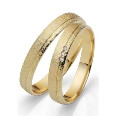 Trauring FIRETTI "Schmuck Geschenk Gold 750 Hochzeit Ehering "LIEBE" Gr. 64, gold (gelbgoldfarben), Fingerringe, 64, SI = kleine Einschlüsse ohne Brillanten, Gelbgold 585, 3,5mm, Made in Germany, wahlweise mit oder ohne Brillanten Image