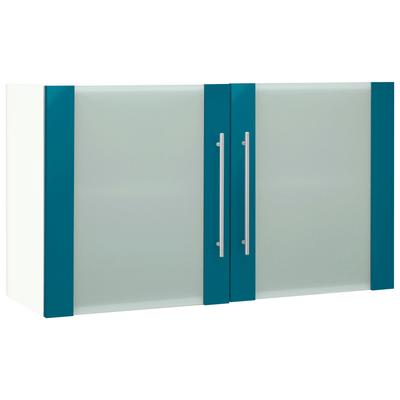 Glashängeschrank WIHO KÜCHEN "Flexi2", blau (front: ozeanblau, korpus: weiß), B:100cm H:56,5cm T:35cm, Schränke, Breite 100 cm Image