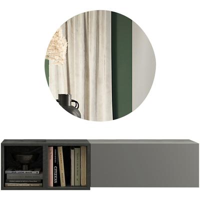 Garderoben-Set INOSIGN "INFINITY, 3tlg. Breite 125 cm, Höhe variabel, moderne Garderobe", grau (steingrau ardesia, bleigrau piombo), B:125cm H:180cm T:30cm, Kastenmöbel-Sets, (Hängeschrank, Würfelregal 2er Set, Spiegel) ideal für Diele, Flur Image