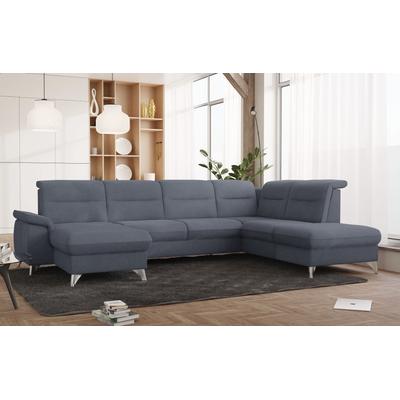 Wohnlandschaft SIT & MORE "Astoria U-Form", grau (grau, blau), B:327cm H:91cm T:225cm, 100% Polyester, Sofas, wahlweise mit motorischer Relaxfunktion Image