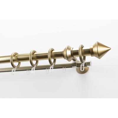 Gardinenstange GARESA "Palmi", gold (mattmessingfarben), L:280cm Ø:28mm, Kunststoff, Stahl, Gardinenstangen, Vorhanggarnitur, Kunststoff, verlängerbar, mit Ringe/2 Lauf Gleiter Image