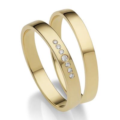Trauring FIRETTI "Schmuck Geschenk Gold 375 Hochzeit Ehering "LIEBE" Gr. 50, gold (gelbgoldfarben), Fingerringe, 50, 0,04 ct SI = kleine Einschlüsse mit Brillanten, Gelbgold 585, 3mm, Made in Germany, wahlweise mit oder ohne Brillanten Image