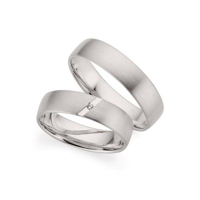 Trauring PHÖNIX "Schmuck Geschenk Gold 333 Trauring Ehering LIEBE versch. Varianten" Gr. 70, weiß (weißgoldfarben), Fingerringe, 70, ohne Brillant, Weißgold 333, 5,0mm, Made in Germany, wahlweise mit oder ohne Brillant Image