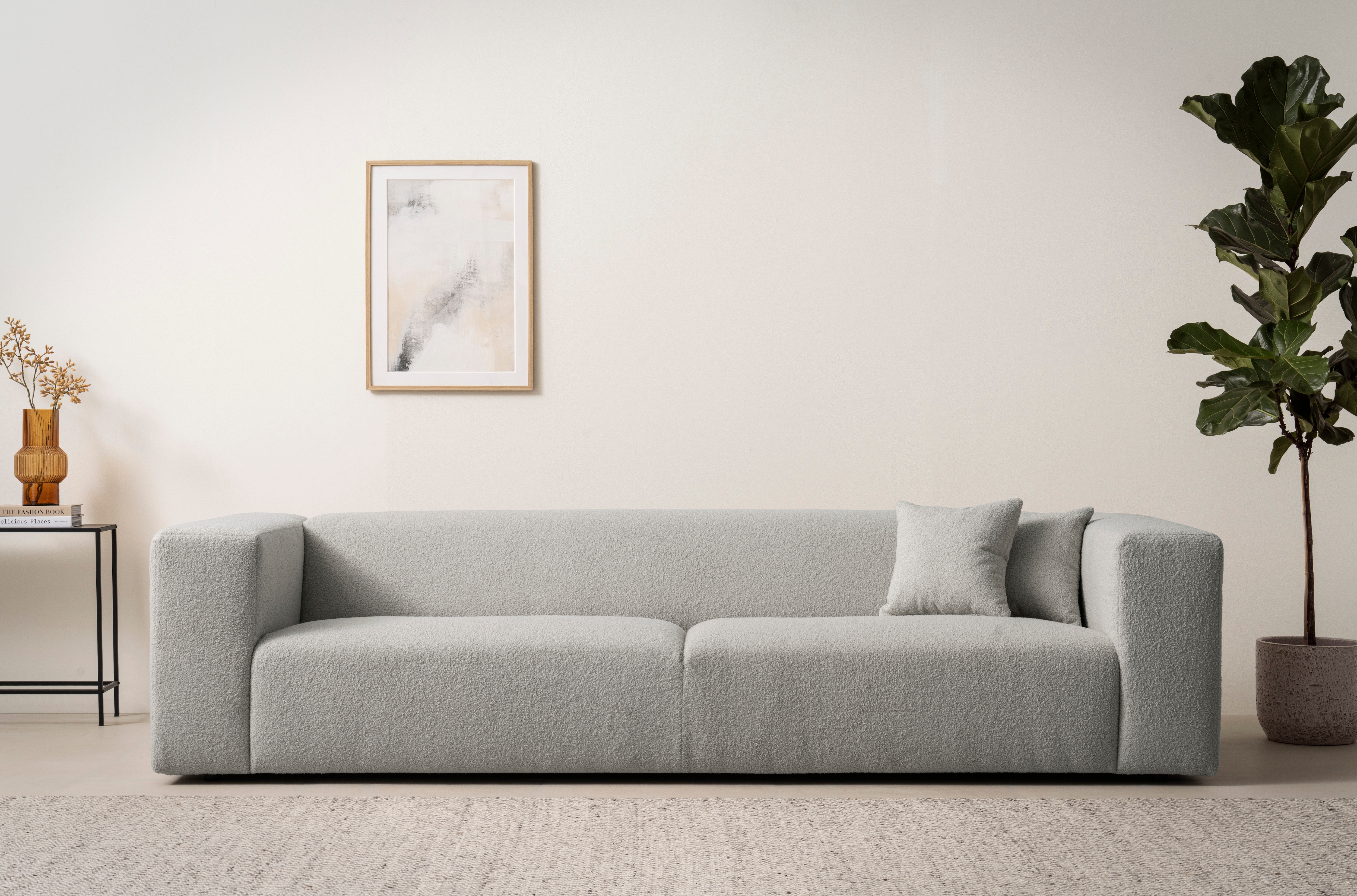 3-Sitzer HOME AFFAIRE "BAKELS, Couch in Cord oder Boucle-Stoff, Sofa im modernen Design", grau (hellgrau), B:275cm H:66cm T:101cm, Sofas, bequemer Sitzkomfort,in 2 Stoffen und 8 Farben lieferbar Image