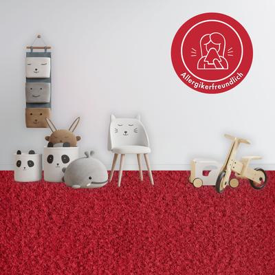 Teppichboden ANDIAMO "Sina, Velours, Made in Belgium", rot, B:400cm H:6mm L:1000cm, Kunstfaser, Teppiche, Uni Farben, Breite 400 cm, strapazierfähig, pflegeleicht, Wohnzimmer Image