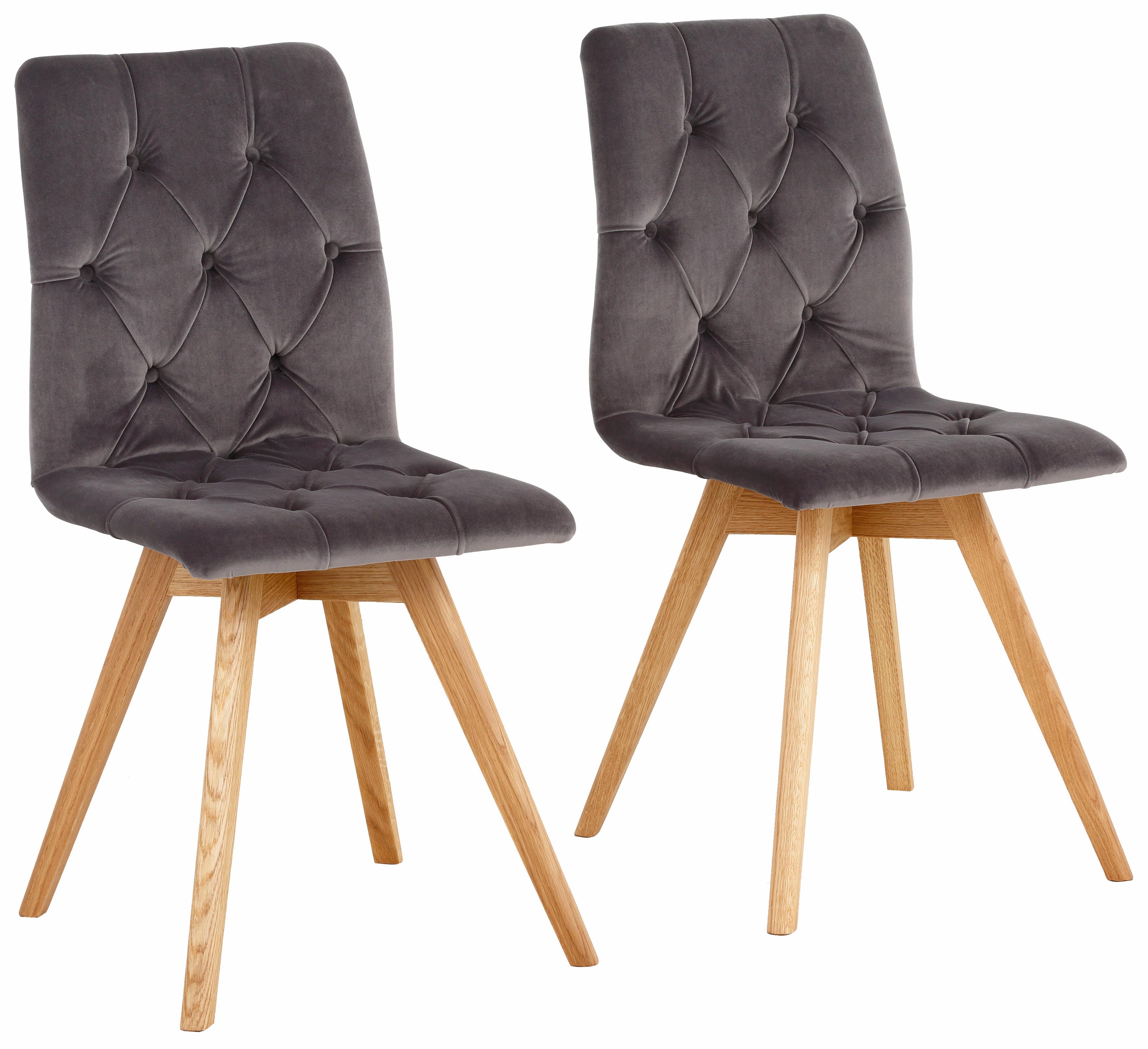 4-Fußstuhl OTTO HOME "Rania", grau (grau, eichefarben), B:45cm H:91cm T:55cm, weicher Webstoff mit feiner Struktur aus 100% Polyester;Microfaser in Samtoptik aus 100% Polyester, Stühle, Im 2er/4er/6er-Set Image