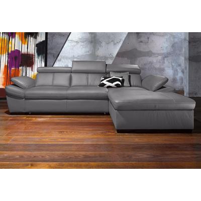 Ecksofa EXXPO - SOFA FASHION "Salerno, klassisch modernes Funktionssofa, hoher Sitzkomfort, L-Form", grau (delfin), B:280cm H:77cm T:170cm, Microfaser-Primabelle (100% Polyester), NaturLEDER, Kunstleder, Lederfaserstoff, Luxus-Microfaser Lederoptik,... Image