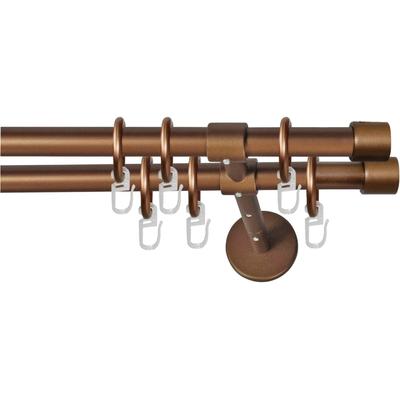 Gardinenstange GARESA "RUSTIKA", braun (bronzefarben), L:250cm Ø:16mm, Metall, Gardinenstangen, rustikale Vorhanggarnitur, verlängerbar, m. Ringe, Endkappe Image