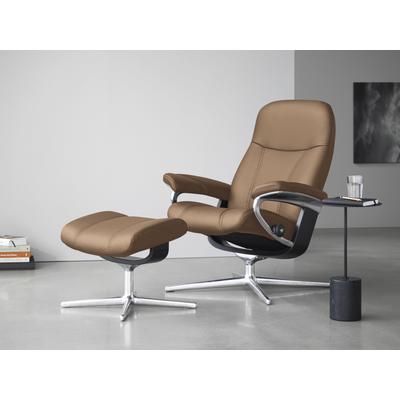 Relaxsessel STRESSLESS "Consul", braun (latte batick), B:78cm H:97cm T:70cm, Leder BATICK: BATICK ist ein leicht korrigiertes, durchgefärbtes und genarbtes Möbelleder, bei dem die meisten Unebenheiten und Spuren in der Regel entfernt wurden.,... Image
