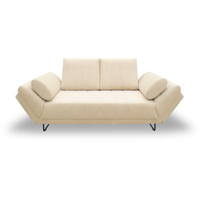 Schlafsofa INOSIGN "Jadelyn mit klappbaren Armlehnen, Bettsofa mit Federkern, Breite 250cm", beige (creme), B:250cm T:97cm, 100% Polyester, Sofas, Federkern, Cord-Bezug, incl. 2 Armlehnkissen, Liegefläche 97x250 cm Image