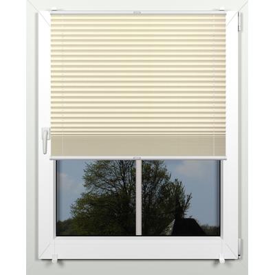 Plissee INDEKO "simple", beige (sand, weiß, weiß), B:50cm H:220cm, Obermaterial: 94% Polyester, 6% sonstige Fasern, Plissees, mit Klemmträgern, nach Maß Image