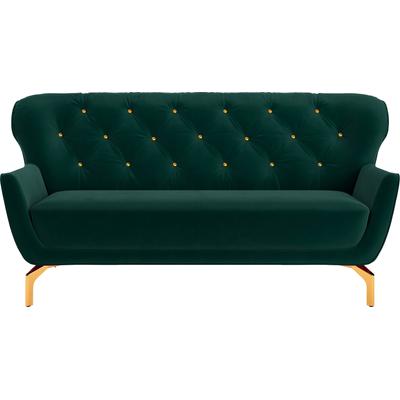 3-Sitzer SIT & MORE "Orient 3", grün (dunkelgrün), B:183cm H:89cm T:88cm, 100% Polyester, Sofas, inkl. 2 Zierkissen mit Strass-Stein, goldfarbene Metallfüße Image