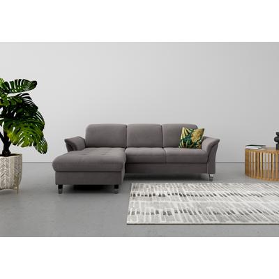 Ecksofa SIT & MORE "Maggiore L-Form", grau (fango), B:258cm H:88cm T:173cm, 95% Polyester, 5% Polyamid, Sofas, wahlweise mit Kopfteilverstellung, Bettfunktion und Bettkasten Image