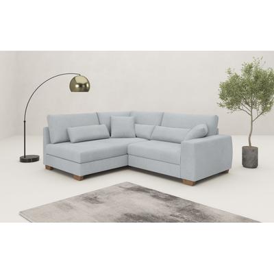 Ecksofa MR. COUCH "Helena L-Form, bis 140 kg belastbar", grau (novaclean avanti 3 silber), B:227cm H:68cm T:190cm, Novaclean Avanti (100% Polyester), Sofas, mit Taschenfederkern, wahlweise mit Bettfunktion Image