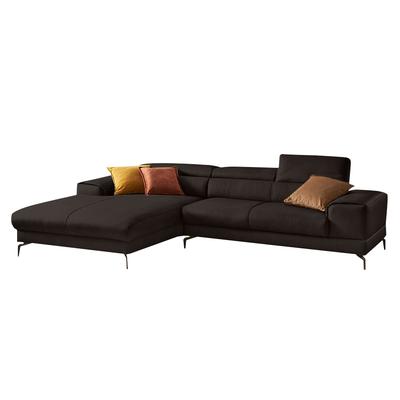 Ecksofa W.SCHILLIG "piedroo, Designsofa mit tollem Sitzkomfort, elegant und bequem, L-Form", braun (braun z59), B:303cm H:70cm T:193cm, Longlife Xtra-Leder Z59: Glattleder mit modischer Prägung. Hautstärke 0, 9 - 1, 1 mm, Sofas, Ecksofa,... Image