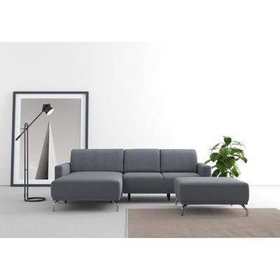 Ecksofa SIT & MORE "Bailando L-Form", blau (blaugrau), B:251cm H:84cm T:163cm, Sofas, wahlweise mit Kopfteilverstellung und Vorziehsitz, motorisch Image