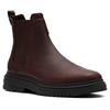 Chelseaboots CLARKS "Badbury", Herren, Gr. 42, braun (dunkelbraun), Leder, elegant, Schuhe, Boots, Winterboots mit modischem Blockabsatz