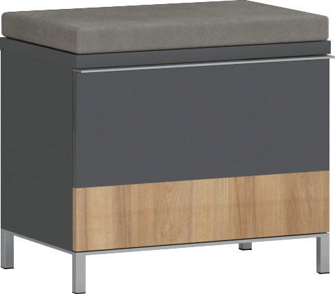 Schuhbank PLACES OF STYLE "Onyx", grau (anthrazit hochglanz), B:55,6cm H:50,5cm T:35,2cm, Sitzbänke, Schuhbank, mit Sitzkissen