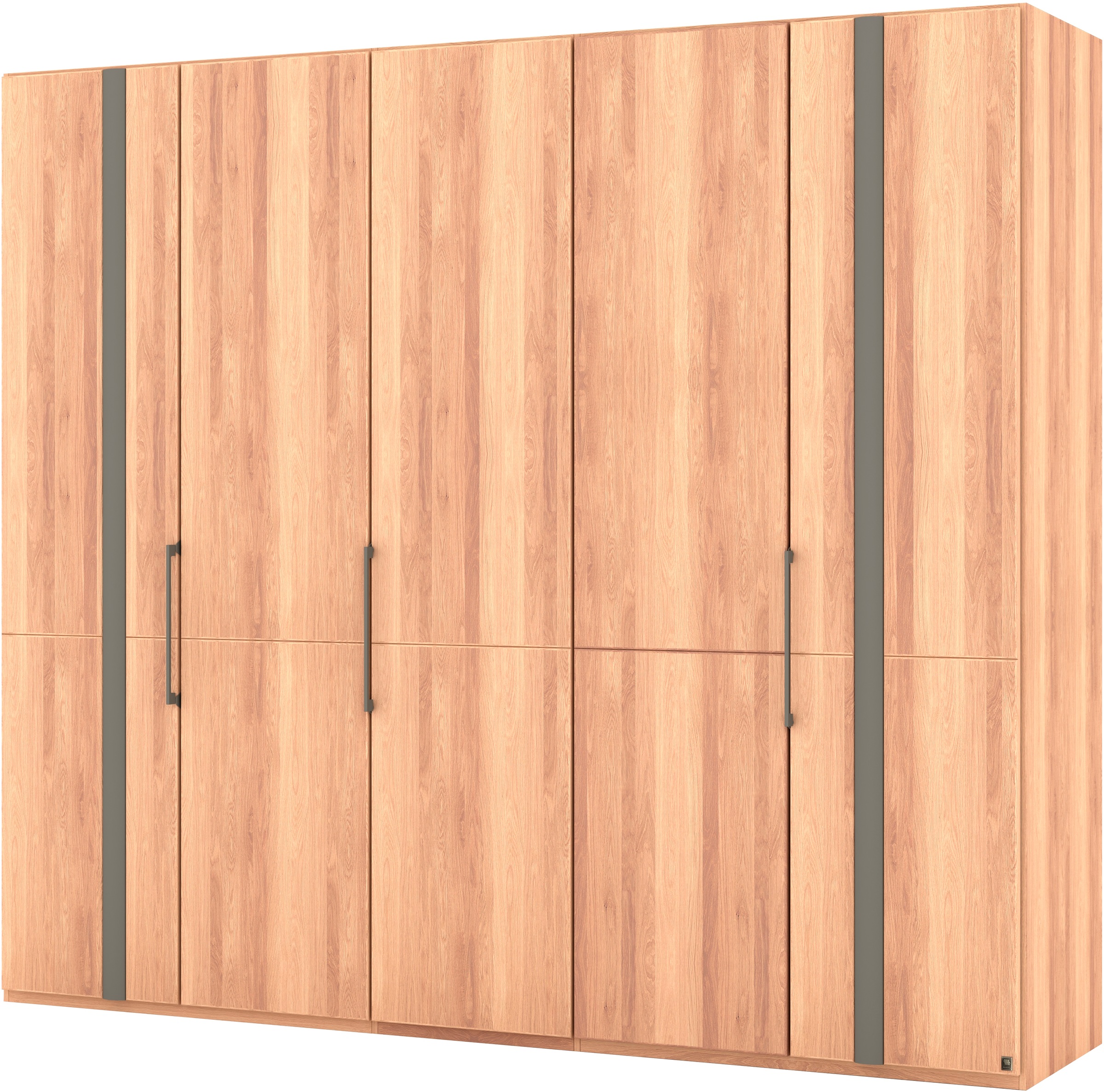 Drehtürenschrank MUSTERRING "Sorrent, Kleiderschrank, teilmassiv Eiche", braun, B:250cm H:217cm, Schränke, Drehtürenschrank, Türen in Eiche massiv mit Absetzung in Schiefer, verschiedene Maße