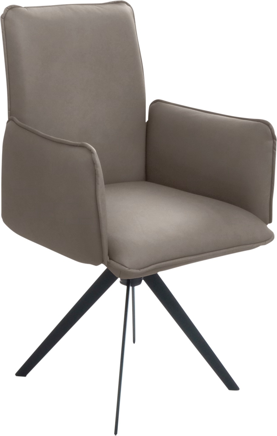 Drehstuhl K+W KOMFORT & WOHNEN, grau (stahl, schwarz), B:59cm H:94cm T:61cm, Stühle, Drehstuhl Esszimmerstuhl 4-Fuß-Stuhl, Blitzdrehkreuz und Rückholfunktion, dekorativer 12mm Biese