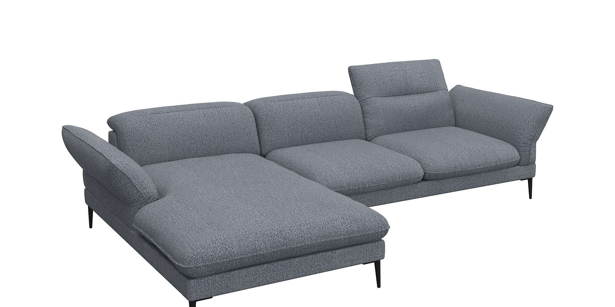 FLEXLUX "Salino, Funktionssofa mit Recamiere, Relaxsofa, Ecksofa" Sofa mit Arm- und Kopfteil-Verstellungen, Kaltschaum & Stahl-Wellen
