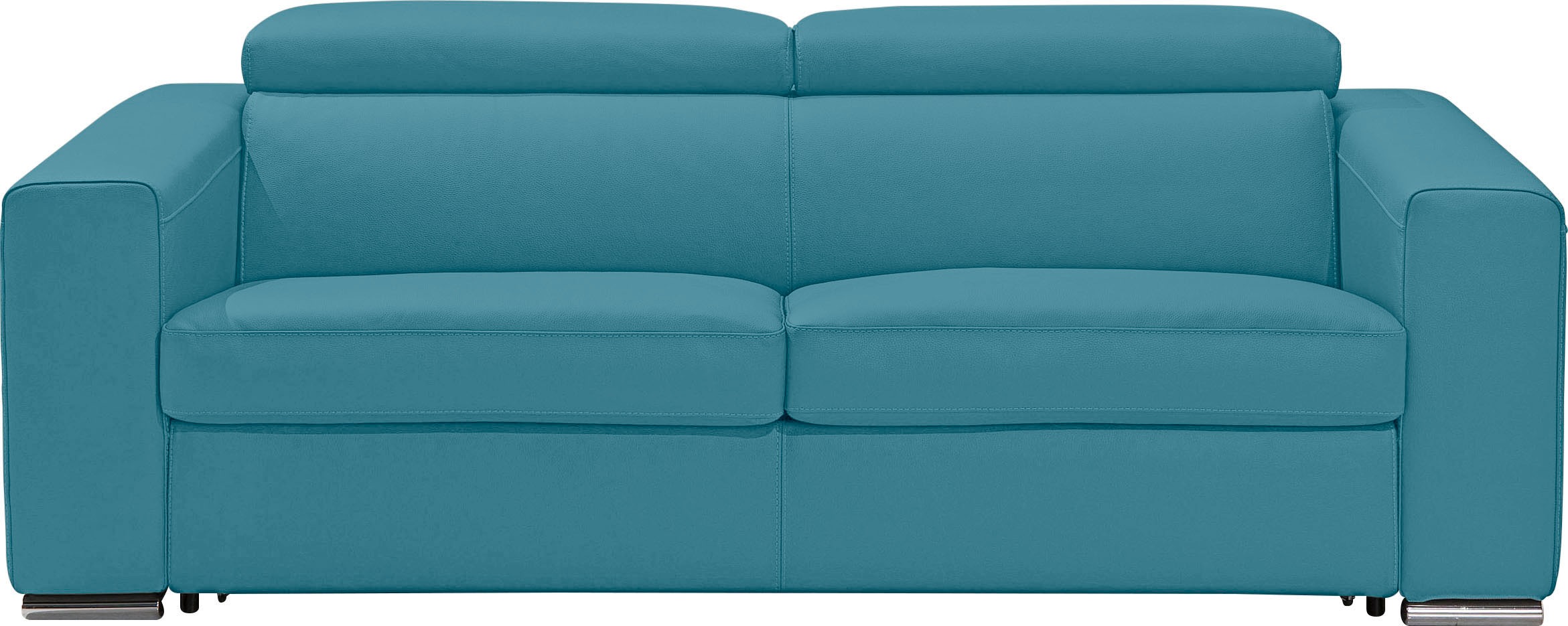Schlafsofa EGOITALIANO "Cabiria, Design und super Sitz- und Liegekomfort", blau (türkis), B:226cm H:97cm T:103cm, Sofas, Schlafsofa, Sofa inkl. Schlaffunktion, Kopfteile verstellbar, mit Metallfüßen