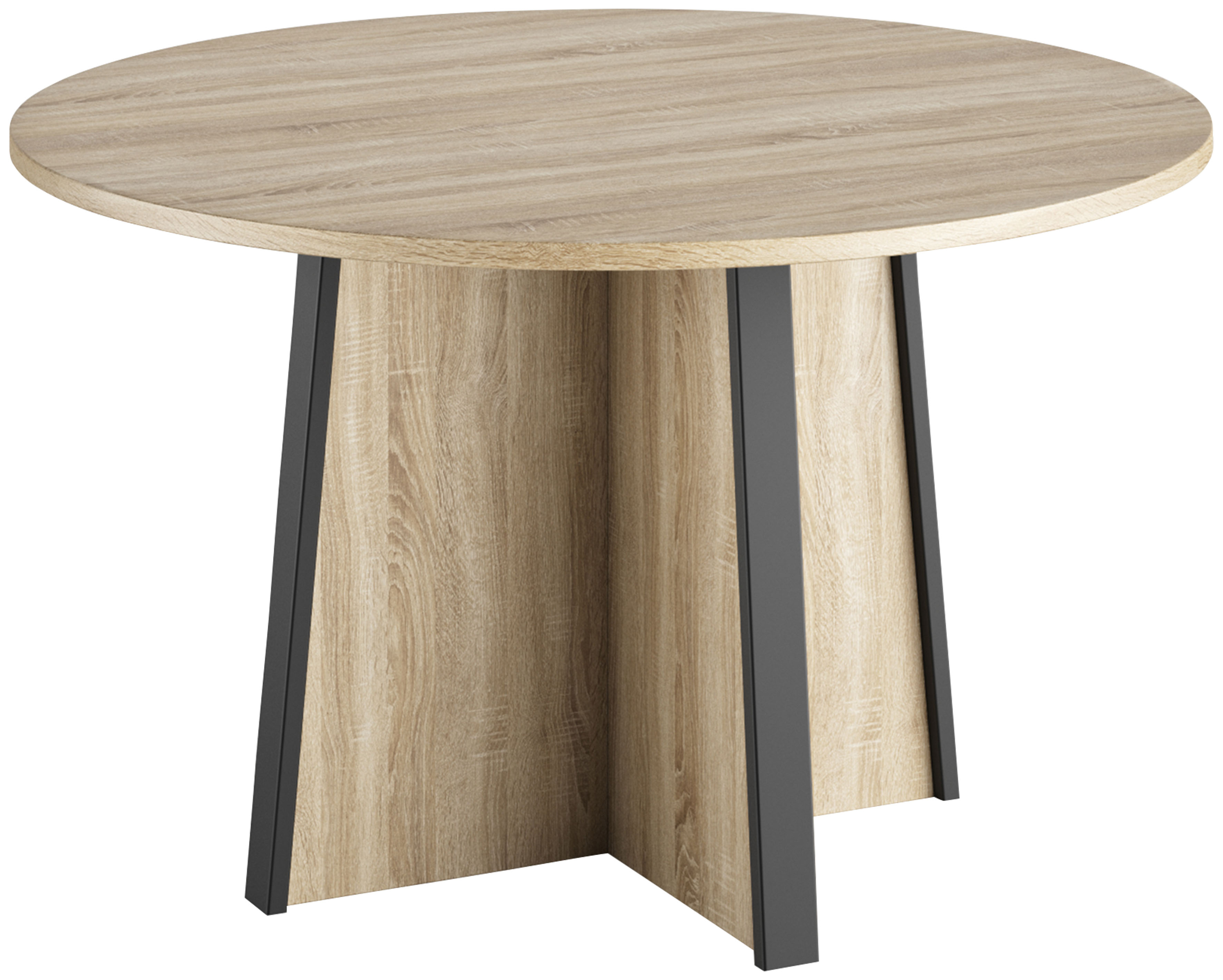 Konferenztisch GAMI "MAMBO", schwarz (eiche sonoma, schwarz, eiche sonoma, schwarz, eiche sonoma), B:120cm H:74cm T:120cm, Tische, Rund Tisch Durchmesser 120