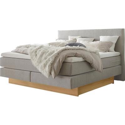 Boxspringbett HASENA "Denver", grau (grau, eiche bianco), B:188cm L:210cm, Komplettbetten, Boxspringbett, Boxspringbett, Sockel, zwei Bettkästen inkl. gedämpftem Selbsteinzug Image