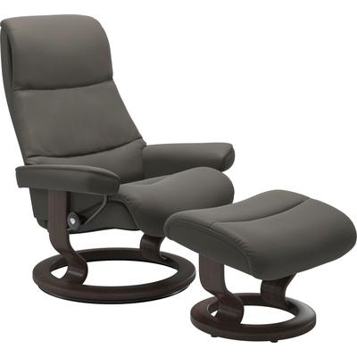 Relaxsessel STRESSLESS "View", grau (metal grau paloma), B:78cm H:105cm T:78cm, Leder BATICK: BATICK ist ein leicht korrigiertes, durchgefärbtes und genarbtes Möbelleder, bei dem die meisten Unebenheiten und Spuren in der Regel entfernt wurden.,... Image