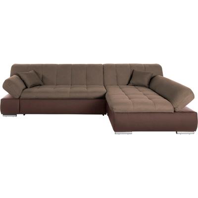 Ecksofa DOMO COLLECTION "Mona L-Form", braun (dunkelbraun, braun), B:297cm H:80cm T:173cm, Struktur fein 100% Polyester, Chenilleoptik 100% Polyester, SOFTLUX/Struktur fein 100% Polyester, Sofas, wahlweise mit Bettfunktion Image