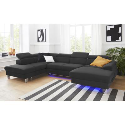 Wohnlandschaft COTTA "Komaris U-Form mit Kopfteilverstellung", schwarz, B:320cm, Microfaser PRIMABELLE (100% Polyester), Kunstleder SOFTLUX, Feinstruktur (100% Polyester), Kunstleder SOFTLUX/Struktur (100% Polyester), NaturLEDER, Sofas, wahlweise... Image