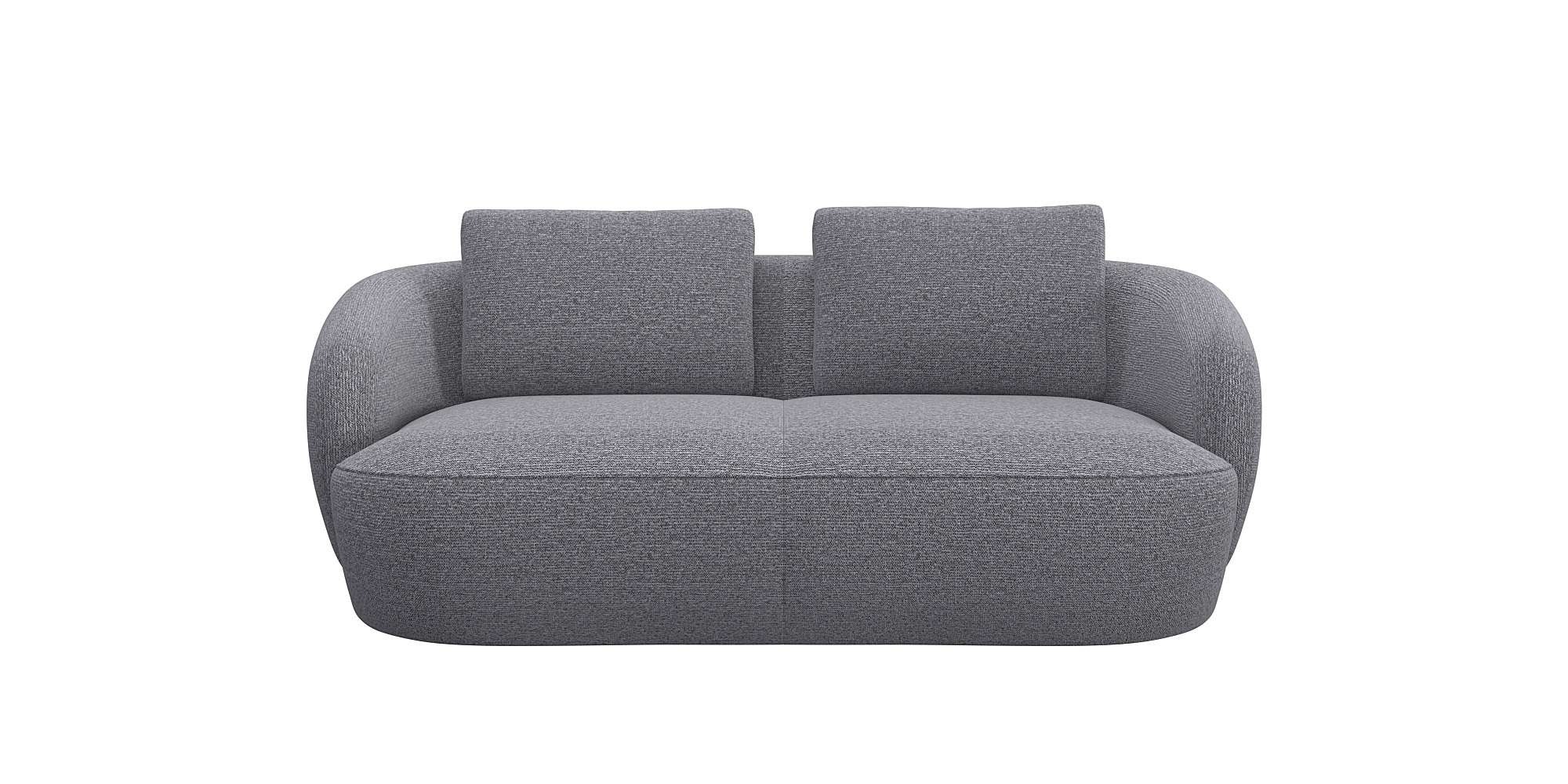 2,5-Sitzer FLEXLUX "Torino, rund, Couch, Loveseat", grau (steel), B:186cm H:85cm T:102cm, 100% Polyester, Sofas, Modernes, organisches Sofa-Design, Kaltschaum, Wellenunterfederung