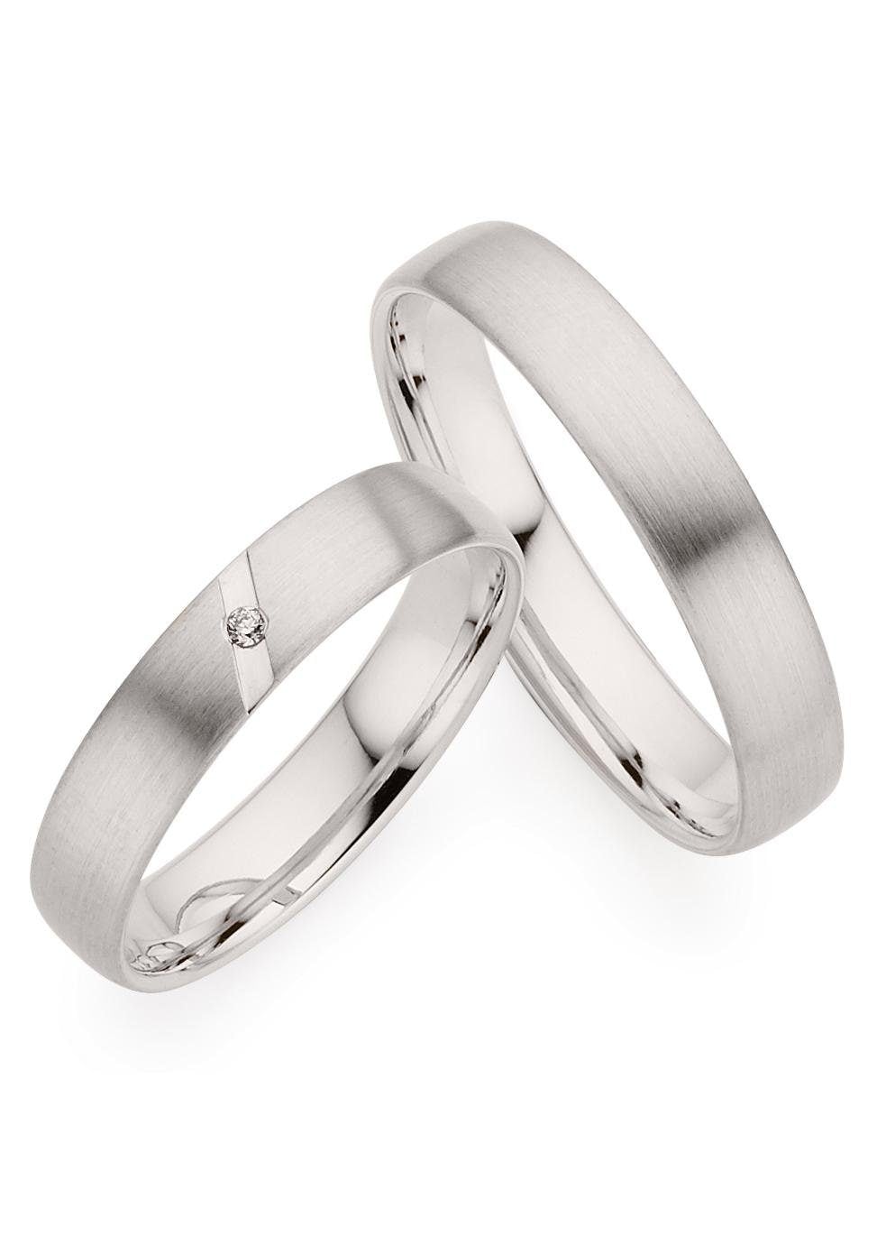 Trauring PHÖNIX "Schmuck Geschenk Gold 333 Trauring Ehering LIEBE versch. Varianten" Gr. 71, weiß (weißgoldfarben), Fingerringe, 71, ohne Brillant, Weißgold 333, 4mm, Made in Germany, wahlweise mit oder ohne Brillant Image