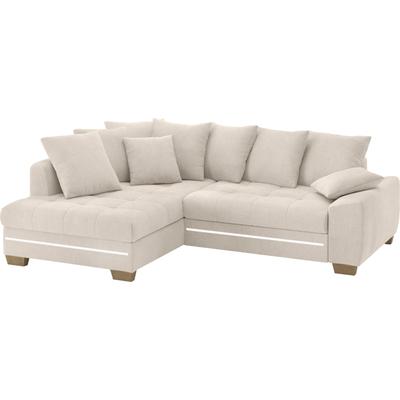 Ecksofa MR. COUCH "Nikita II, L-Form", beige (novaclean avanti 4 ecru), B:243cm H:88cm T:190cm, Novaclean Avanti (100% Polyester), Sofas, mit Kaltschaum, RGB-LED Beleuchtung, wahlweise mit Bett, Bettkasten Image