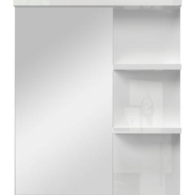 Wandspiegel PLACES OF STYLE "Piano", weiß (kristallweiß hochglanz), B:76cm H:89cm T:17cm, Spanplatte, Spiegel, UV-lackiert, mit Ablagen, HxB: 89x76cm Image