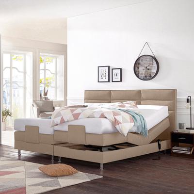 Boxbett, beige (dunkelbeige), B:174cm L:210cm, Box und Kopfteil: Feinstrukturstoff (77% Polyester und 23% Viskose), Bezug der Obermatratze: 100% Polyester, WESTFALIA SCHLAFKOMFORT, Komplettbetten, Boxspringbett, mit Motor in diversen Ausführungen,... Image