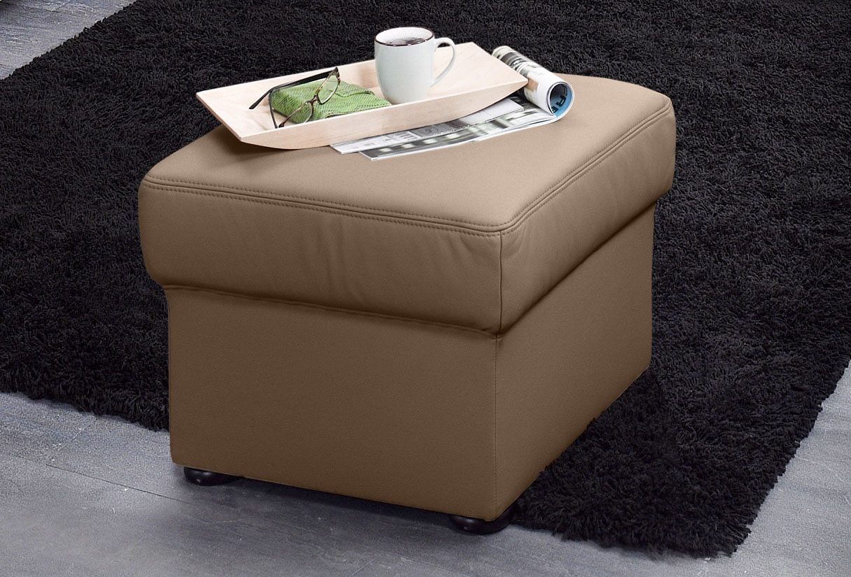Hocker SIT & MORE "Bansin", braun (cappuccino), B:58cm H:45cm T:58cm, Luxus-Microfaser ALTARA NUBUCK (100% Polyester);SOFTLUX-Kunstleder;NaturLEDER (echtes Rindsleder)/Korpus SOFTLUX-Kunstleder, Hocker, Lederhocker Polsterhocker