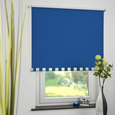 Seitenzugrollo LIEDECO Gr. 1, blau, B:62cm H:180cm, Polyester, Rollos, Volantrollo - eckiger Volant, Fixmaß Image