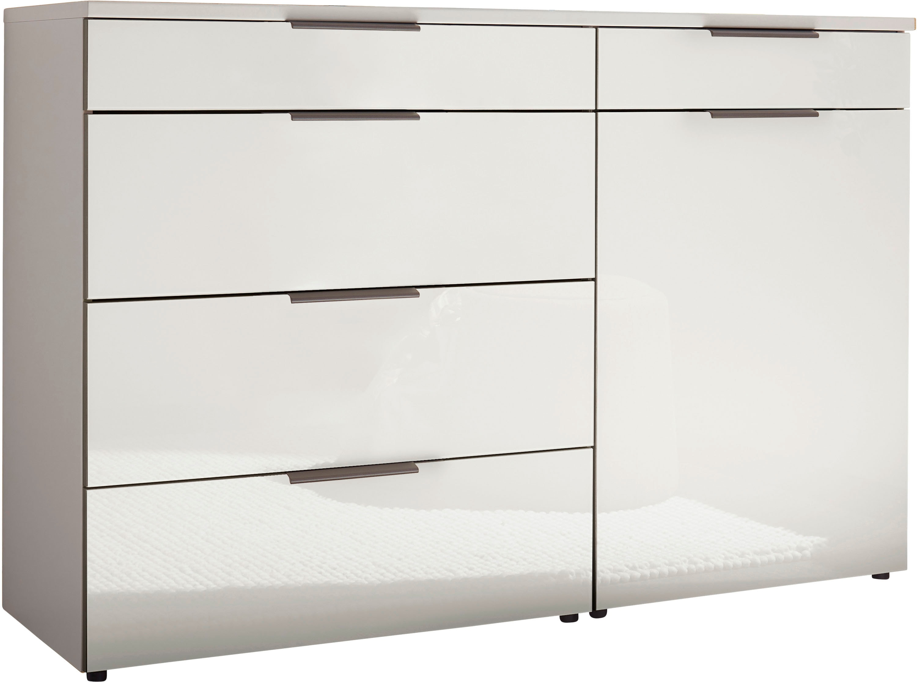 Kombikommode WIEMANN "Como", weiß (weiß, dekor, glas weiß, schiefer), B:120 H:91,2 T:43, Floatglas, Sideboards, vormontiert Image