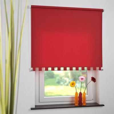 Seitenzugrollo LIEDECO Gr. 3, rot, B:82cm H:180cm, Polyester, Rollos, Volantrollo - eckiger Volant, Fixmaß Image