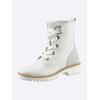 Schnürstiefelette HEINE, Damen, Gr. 36, weiß, Leder, Glattleder, Veloursleder, Rindsleder, modisch, Schuhe